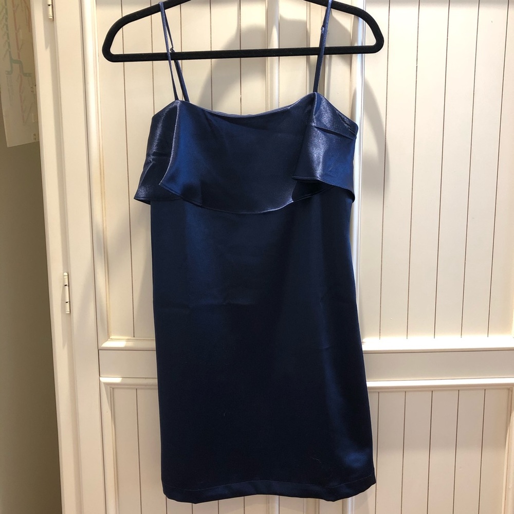 Satin navy blue mini dress